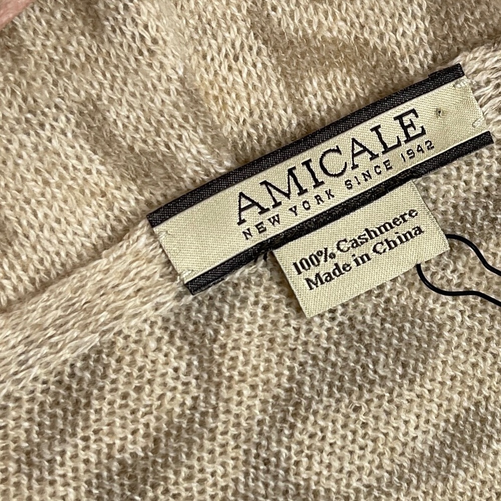 AMICALE 100% Cashmere NEW Leopard Animal Print Scarf Wrap NEW Oatmeal - Picture 9 of 11